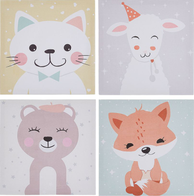 Set tablo kanavace Beliani BOMBI, 4 copë, 30x30cm, shumëngjyrësh