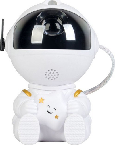 Projektor LED Astronaut me yje LEAN Toys, USB, me telekomandë, i bardhë
