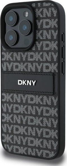 Kapak telefoni DKNY PU Leather Repeat Pattern Tonal Stripe, për iPhone 16 Pro Max, i zi
