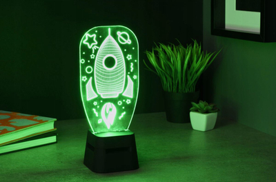 Altoparlant Bluetooth Cellularline BTSPKACRYLIC1, LED 3D raketë, Bluetooth 5.0, i zi