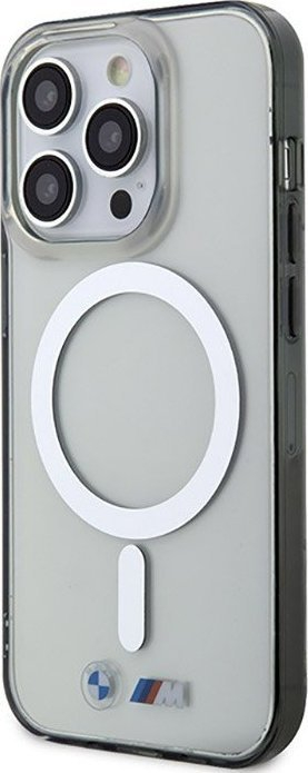 Këllëf telefoni BMW Silver Ring MagSafe për iPhone 14 Pro Max, transparent, kompatibil me MagSafe