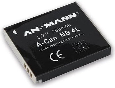 Батерија за фотоапарат Ансман А-Кан НБ-4Л, литиум-јонска, 700mAh, црна