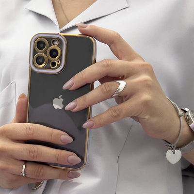 Mbrojtëse telefoni Hurtel Fashion Case për Samsung Galaxy A12 5G, xhel e tejdukshme, kornizë metalike, vjollcë