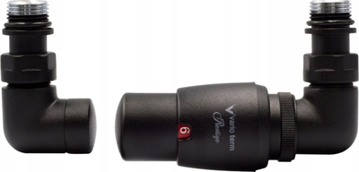 Set termostatik për radiatorë Vario Term Vision, lidhje me kënd djathtas, black matt, i zi