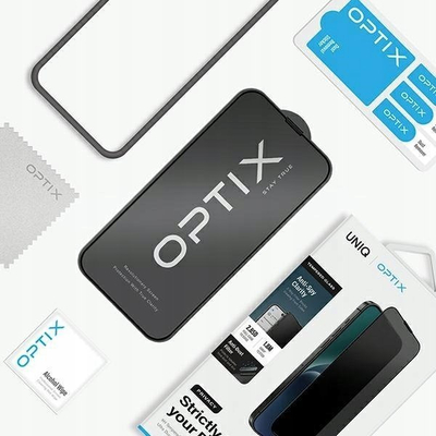 Xham mbrojtës UNIQ Optix Privacy për iPhone 15 Pro 6.1", tempered glass, me aplikues, transparent