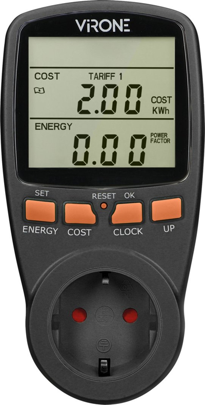 Matës energjie Virone EM-1(GS)/B, 2 tarifa, ekran LCD, i bardhë