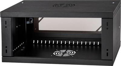 Kabinet muri Netrack ECO-Line 19" 4U, 350mm, derë xhami, i zi