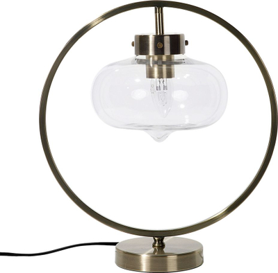 Lampë tavoline SEVERN, metal, abazhur xhami i tejdukshëm, ngjyrë ari