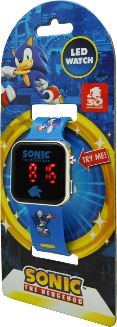 Orë dixhitale për kalamaj Sonic The Hedgehog, LED, me rrip gome, blu