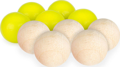 Set loje pétanque Get &amp; Go Jeu De Boules, dru 28mm, 10 copë, natyral edhe i verdhë