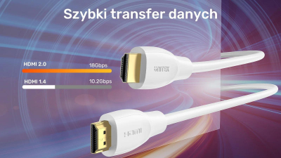 Kабел HDMI Unitek C11090AWH03-1M, HDMI 2.0, 4K, 1m, бел