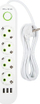 Shirit zgjatues Blow, 4 priza, 3x USB, 2m, i bardhë