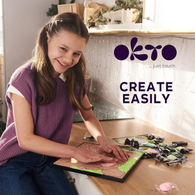 Set kreativ me argjilë OKTO Clay-by-Numbers Panda, 11.4", për fëmijë
