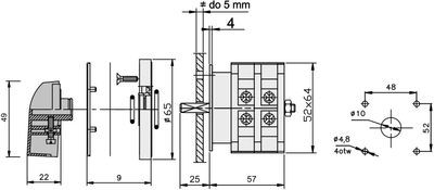 Çelës rrotullues Elektromet ŁUK 63-12, 3P 63A, IP65, gri