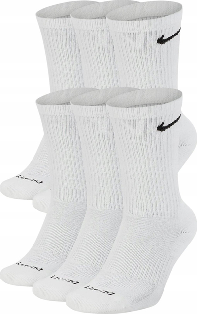 Çorape Nike Everyday Plus Cush SX6897, set me 6 palë, të gjata, të bardha