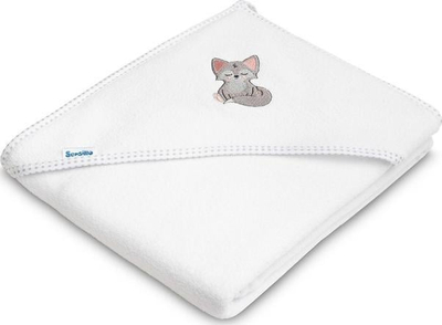 Peshqir banje për bebe Sensillo Bath Wrap Terry Wolf, 100x100 cm, pambuk, i bardhë