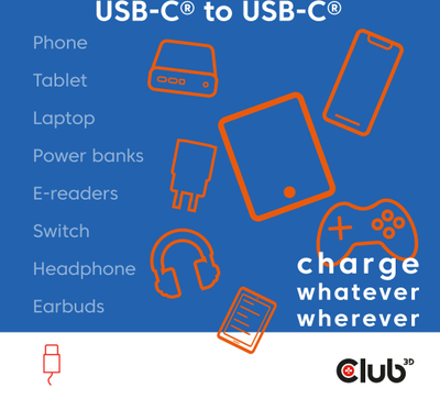 Kabllo USB C Club 3D CAC 1524, 240W PD 3.1, magnetike, blu