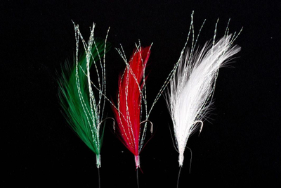 Montim peshkimi Ron Thompson R.T. Rig3 Mackerel Feathers, 3 grepa #2, me pupla shumëngjyrëshe, argjendtë