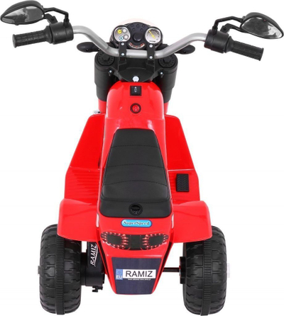 Motorçikletë elektrike fëmijësh Ramiz MiniBike, 3 rrota, me drita, e kuqe