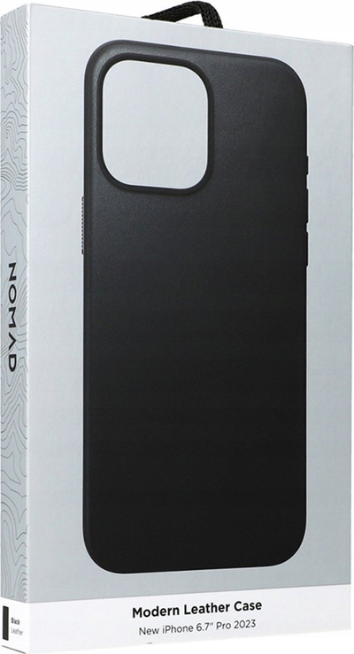 Këllëf lëkure Nomad Modern Leather për iPhone 15 Pro Max, i zi