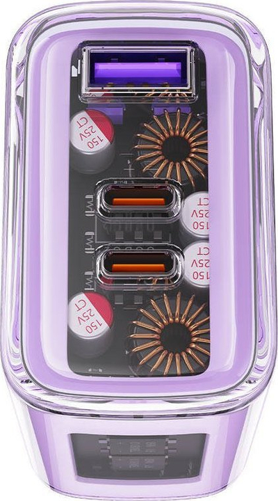 Karikues muri Acefast A45 GaN, 65W PD, 2x USB C 1x USB A, jeshil transparent