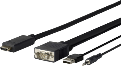 Kabllo adapter Vivolink PROVGAHDMI1, VGA në HDMI, 1 m, i zi
