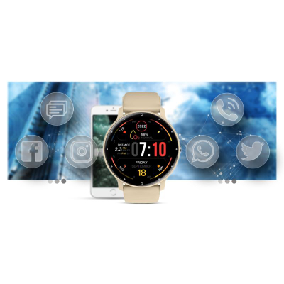 Orë e zgjuar Gravity GT1-8 PRO, ekran 1.39", Bluetooth 5.2, bezhë