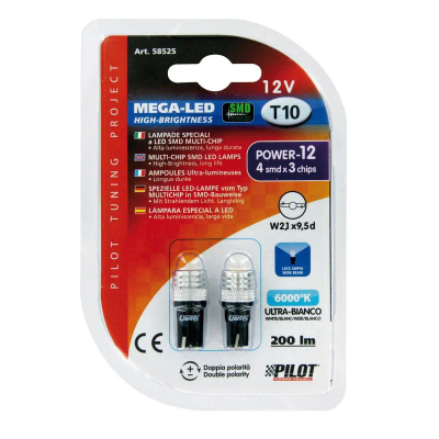 Lampa Led 12v T10 W2,1x9,5d Bardh Blis