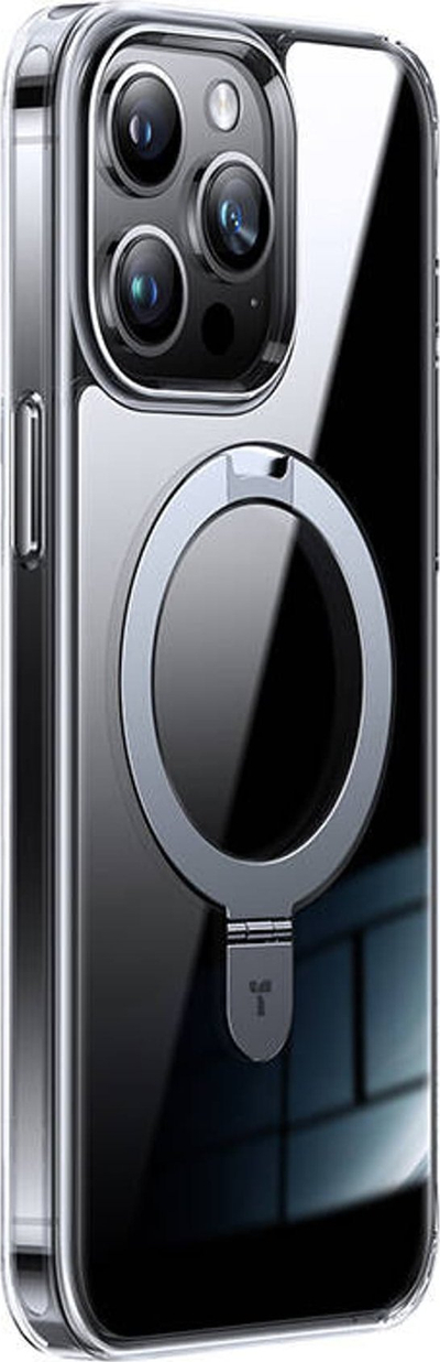 Футрола за телефон Torras UPRO Ostand Clear за iPhone 15 Pro, магнетна, со држач, проѕирна