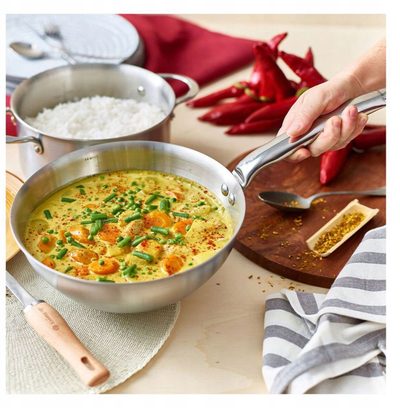 Тава sauté De Buyer Alchimy Sauteuse, 24 cm, повеќеслоен инокс, сребрена