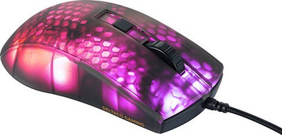 Гејминг глушец Deltaco Gaming DM310, 6200 DPI, 6 копчиња, црн проѕирен
