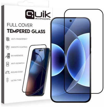 Заштитно стакло Quik Accessories Full Cover за Xiaomi 17 Pro, калено стакло, висока проѕирност