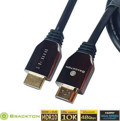 Kabllo HDMI Brackton Ultra High Speed 2.1, 0.5m, 10K, e zezë