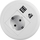 Prizë tavoline rrethore Spacetronik SPS-R1D4W, 230V 16A, 2x USB dhe portë rrjeti, e bardhë