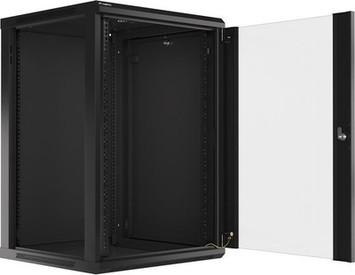 Kabinet rrjeti Lanberg RACK 19" 18U, 600x600, derë xhami, i zi