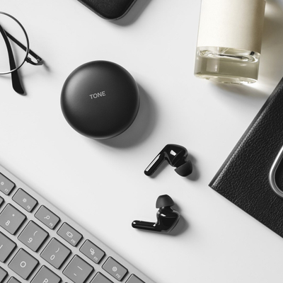 Kufje wireless LG HBS FN4, in ear, me heqje zhurme, ngjyrë e zezë