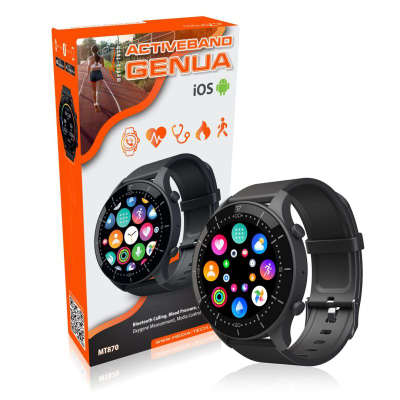 Ora inteligjente Media-Tech Genua MT870, ekran 1.3", Bluetooth Calling, e zezë