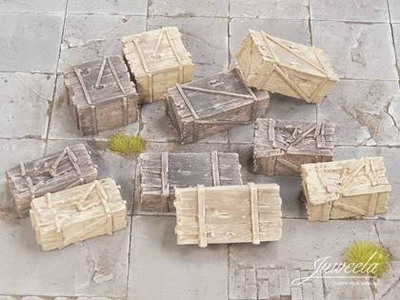 Set modelimi Juweela Old Wooden Crates, 10 copë, kaseta druri të çelta dhe të errëta