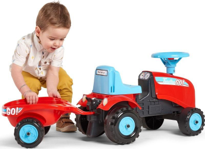 Traktor lodër Falk FA200B, me rimorkio, për kalamaj 1-3 vjeç, i kuq