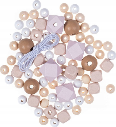 Set rruaza druri GRKO Wooden Beads Nude GRKO-115, 80 copë, me kordelë elastike, ngjyra nude