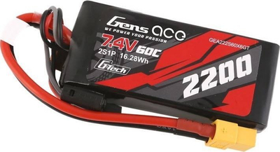 Bateri LiPo Gens Ace G-Tech 7.4V 2200mAh 2S, 60C, me lidhës XT60