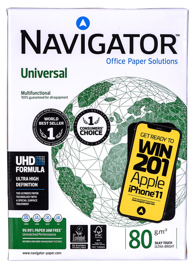 Letër fotokopie Navigator Universal A4, 80 g/m², 500 fletë, e bardhë
