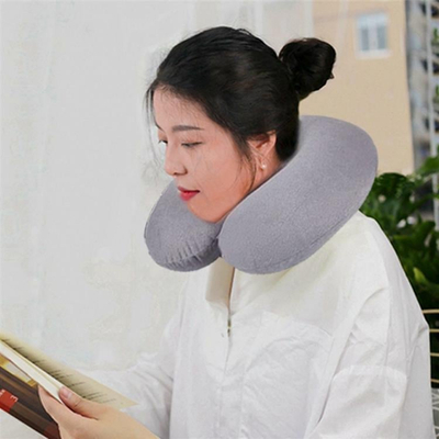 Jastëk udhëtimi ortopedik U-shape, memory foam, gri