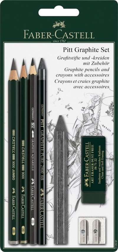Set lapsash qymyr Faber-Castell Pitt Charcoal, 7 copë, i zi