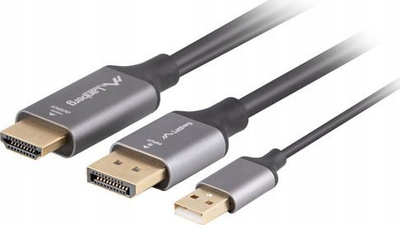 Kabllo HDMI në DisplayPort Lanberg, 1m, 4K 60Hz, me USB