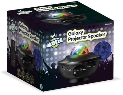 Altoparlant me projektor yjesh MUSIC Star Galaxy 501127, me drita shumëngjyrëshe, me muzikë, i zi