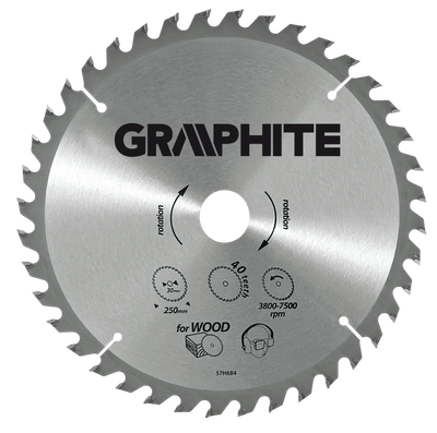 Disk sharrë rrethore Graphite 57H666, 185mm, 48 dhëmbë, gri