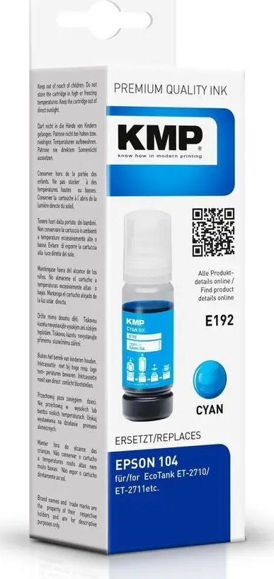 Bojë printeri KMP Refill Ink, Epson 104 EcoTank kompatibile, cyan