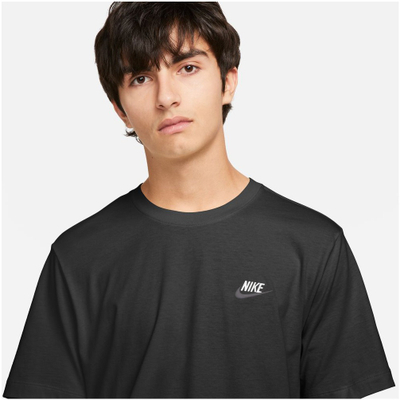 Блуза Nike Sportswear Club за мажи, памук, со кратки ракави, темно сива