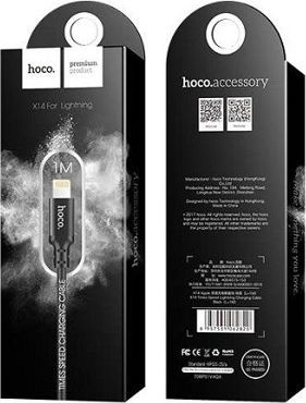 Kabllo karikimi HoCo 8 Pin në USB, 1m, me tekstil, e zezë